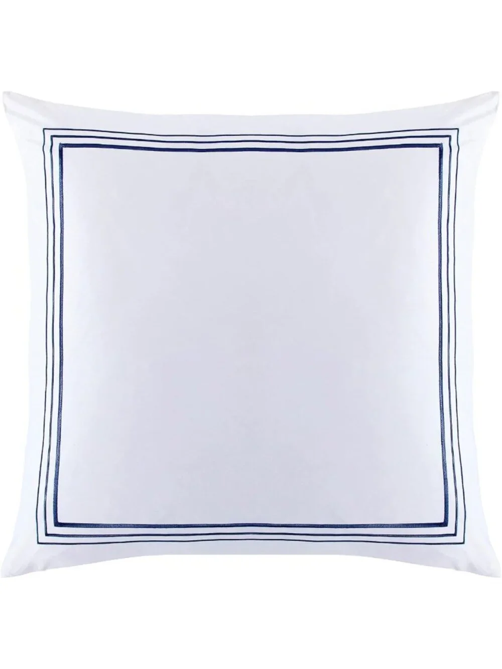 Elegant White & Navy Euro Sham with Border Embroidery - 27x27 Inch Decorative